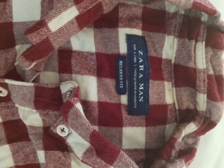 Zara Man Red And White Checkered Shirt 2