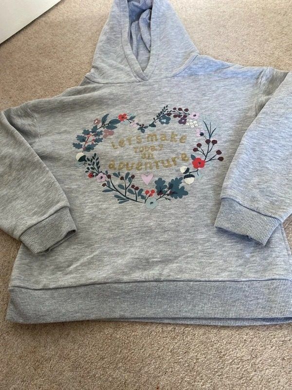 Grey Hoodie With Floral Heart Design image 3
