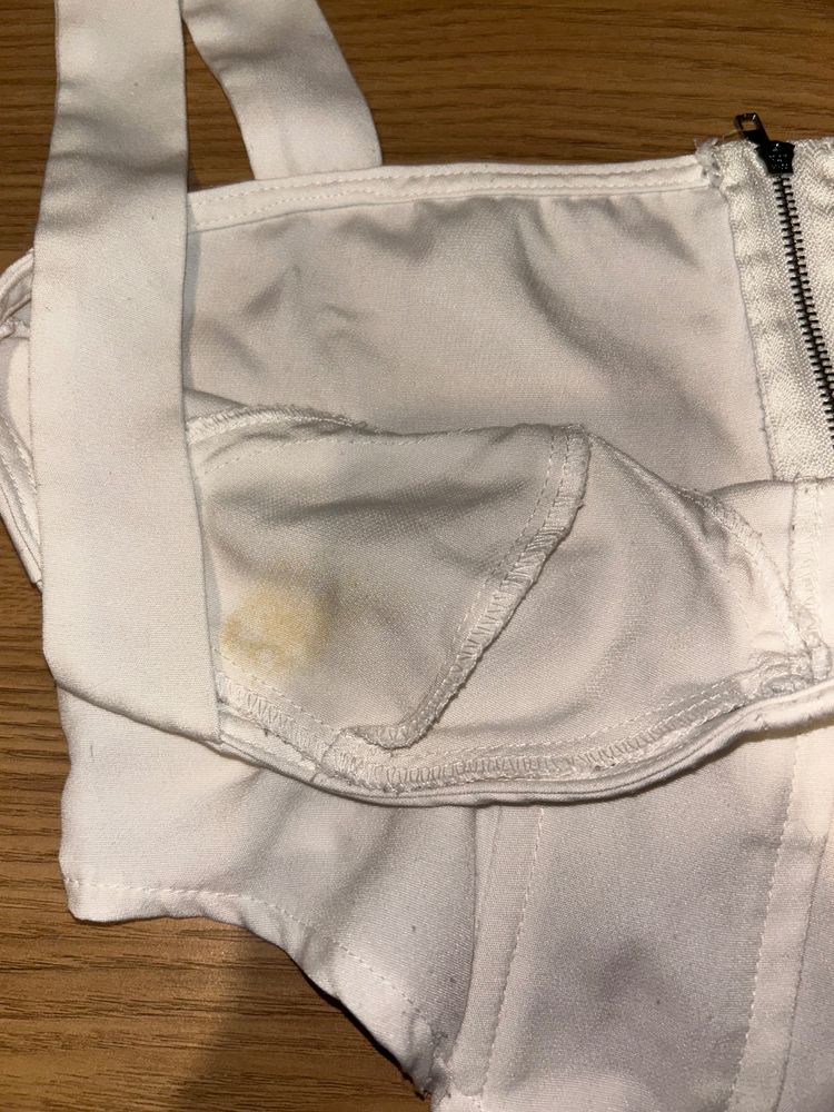 White Cropped Bustier Top With Zipper 3