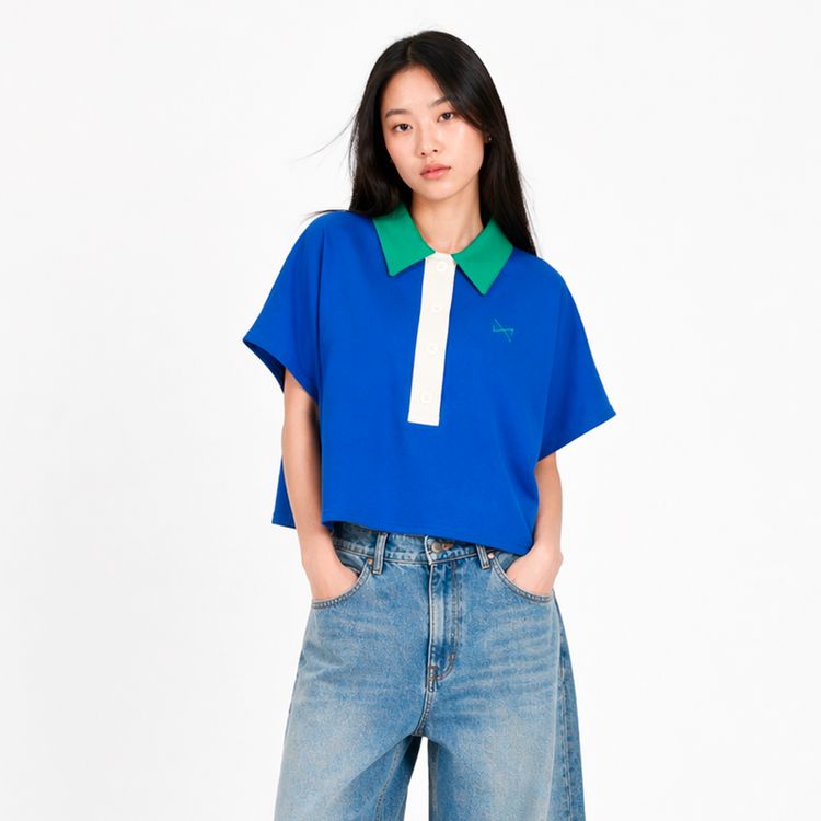 Kimchi Blue Polo Crop Top Azul Klein product image