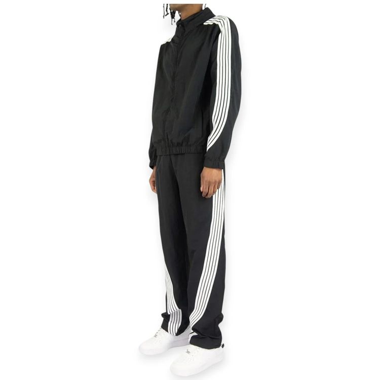 Adidas Black Track Pants With White Stripes imagen 4