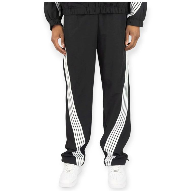 Adidas Black Track Pants With White Stripes imagen 1