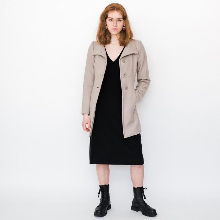 Vintage 90s classic short wool coat in beige