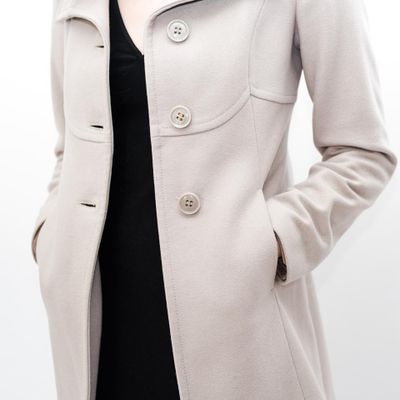 Vintage 90s classic short wool coat in beige 4