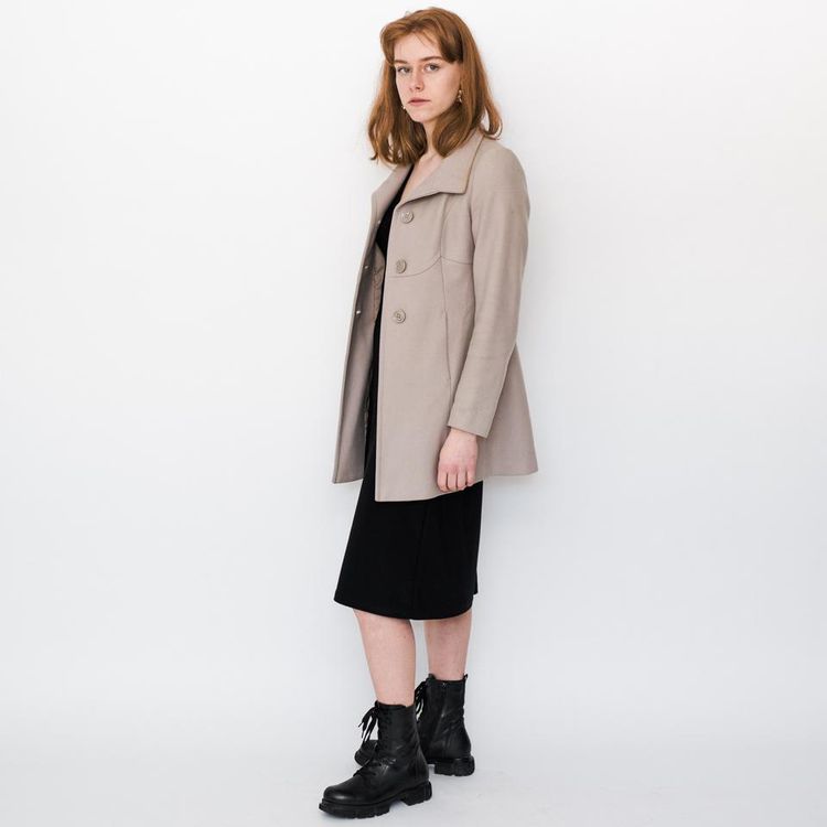 Vintage 90s classic short wool coat in beige 2