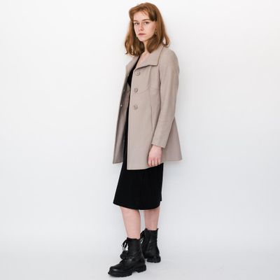 Vintage 90s classic short wool coat in beige 2