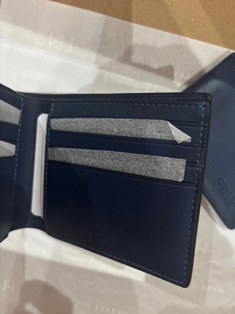 Coach 3 in 1 Leather Wallet with Whipstitch Deep Blue & Chalk Genuine with tag imagen 3
