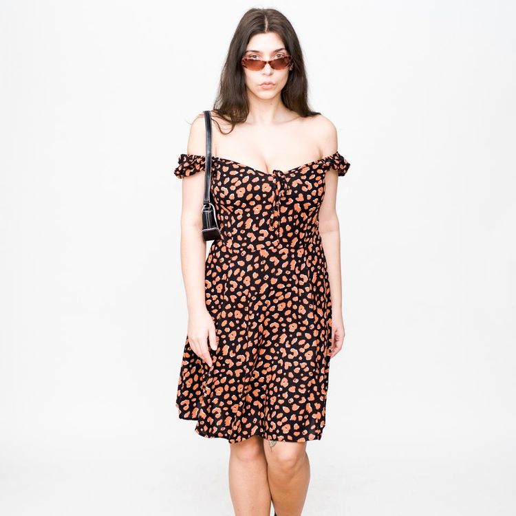 Dorothy Perkins Vintage 90s DOROTHY PERKINS abstract print summer mini dress in black product image