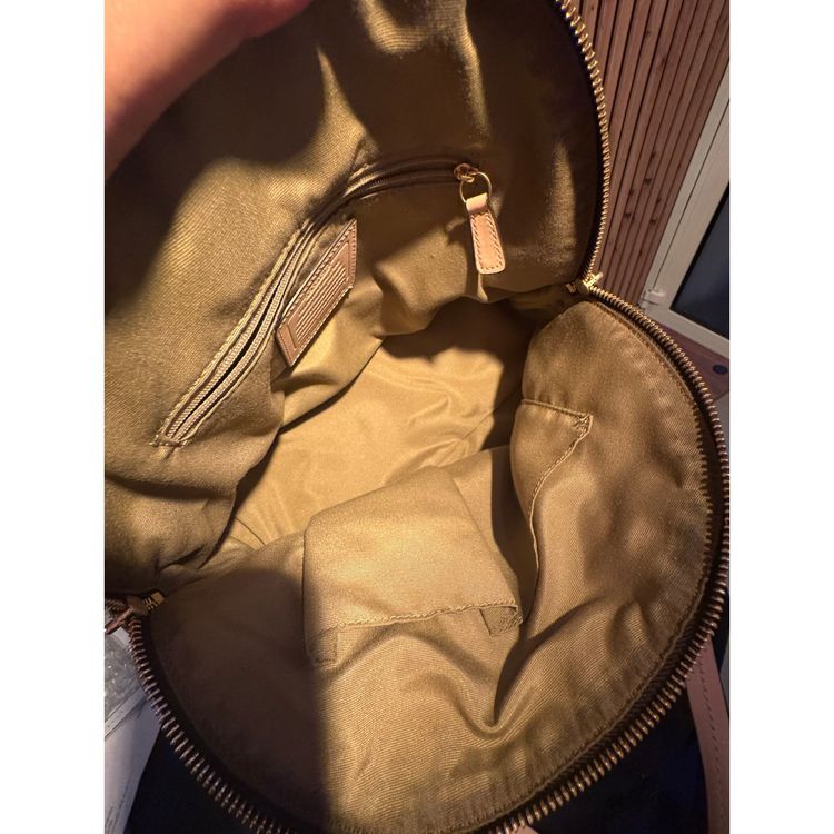 Luxury handbag / shoulder bag Coach monogram brown and light nude leather (Dome Satchel Model) imagen 5