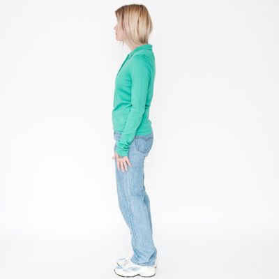 Vintage 90s long sleeve polo sweatshirt in green 2