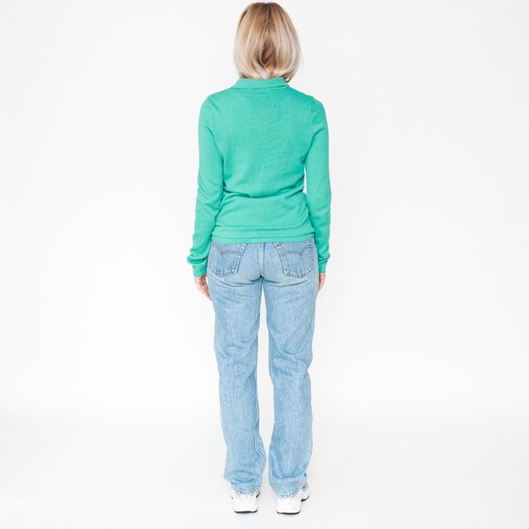 Vintage 90s long sleeve polo sweatshirt in green 3