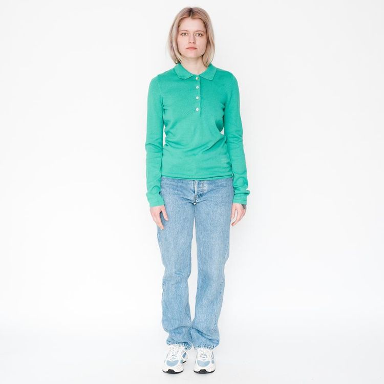 Vintage 90s long sleeve polo sweatshirt in green