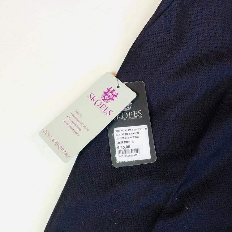 Skopes Bruno Slim Fit Mens Wine / Aubergine Smart Trousers Size 30R - NEW 16