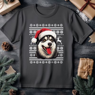 Husky Dog in Santa Hat T-Shirt - 5