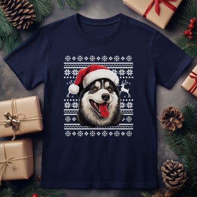 Husky Dog in Santa Hat T-Shirt - 7