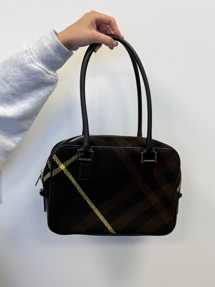 Burberry Burberry Nova Check Shoulder Bag Wool Leather Shoulder Bag -  Black And Brown product image