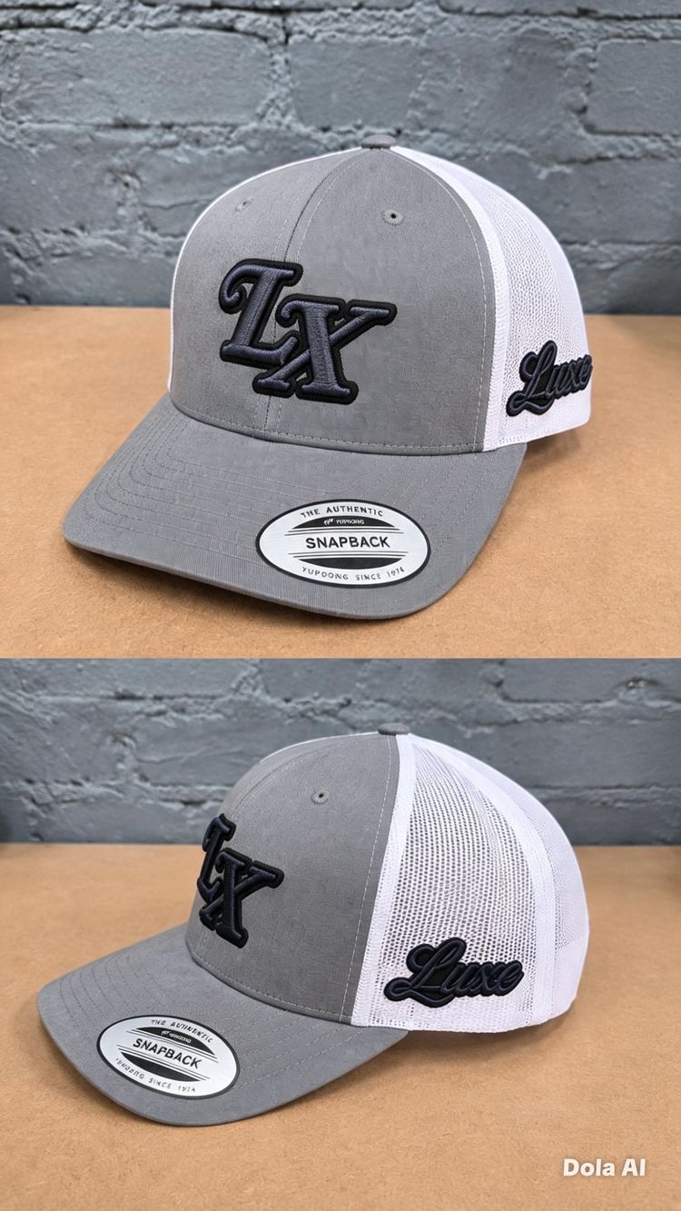 Grey And White Snapback Cap With Lx Logo
