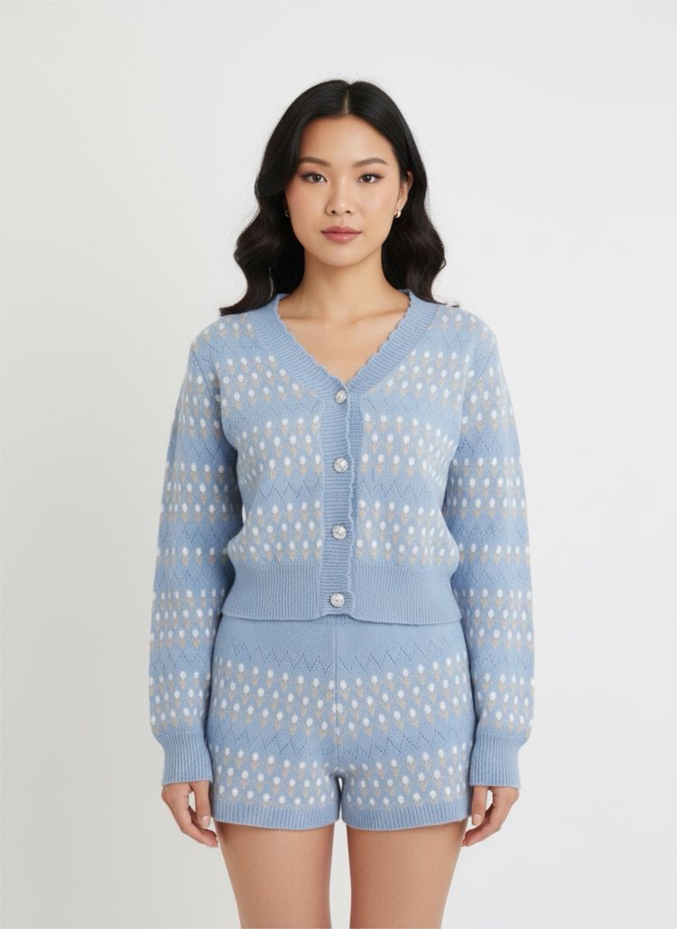 Blue Knit Cardigan Only