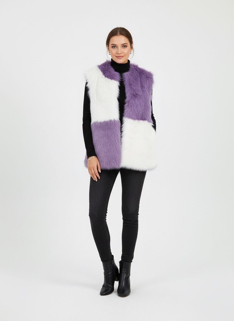 Other color block faux fur vest product image