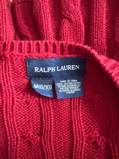 gilmore girls | medium red ralph lauren fringe cropped cardigan 3