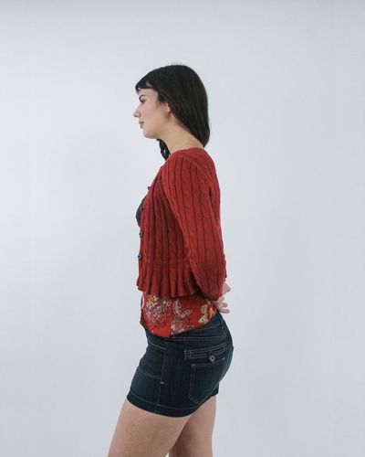 gilmore girls | medium red ralph lauren fringe cropped cardigan 2