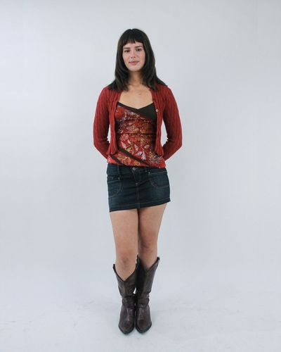 gilmore girls | medium red ralph lauren fringe cropped cardigan 6