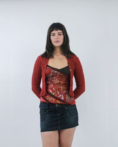 gilmore girls | medium red ralph lauren fringe cropped cardigan 1