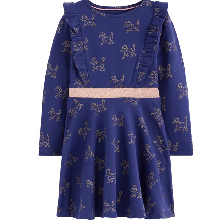 Mini Boden Girls Cora Twirly Jersey Dress In Navy image 2