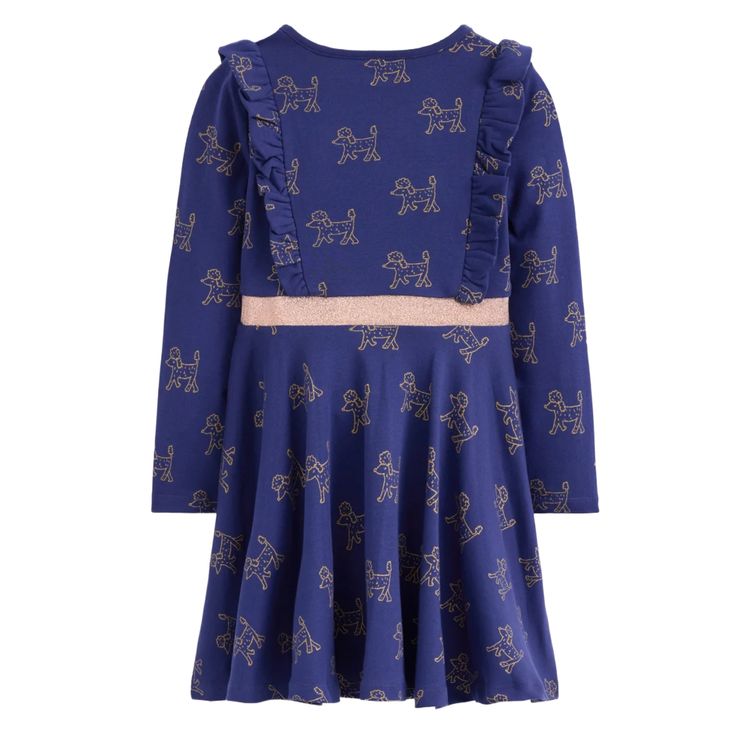 Mini Boden Girls Cora Twirly Jersey Dress In Navy image 4