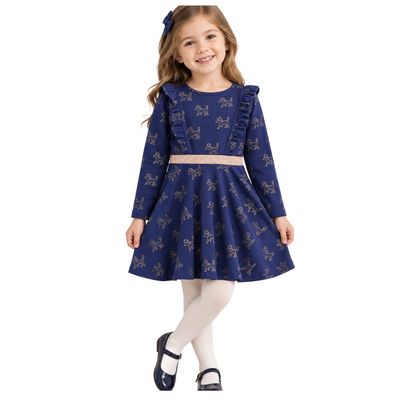 Mini Boden Girls Cora Twirly Jersey Dress In Navy