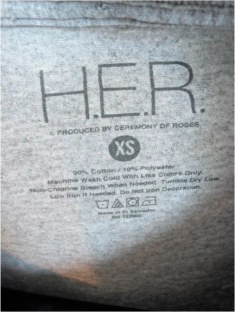 Official H.E.R. R&B Graphic Band T-Shirt XS Grey Cotton Blend image 5
