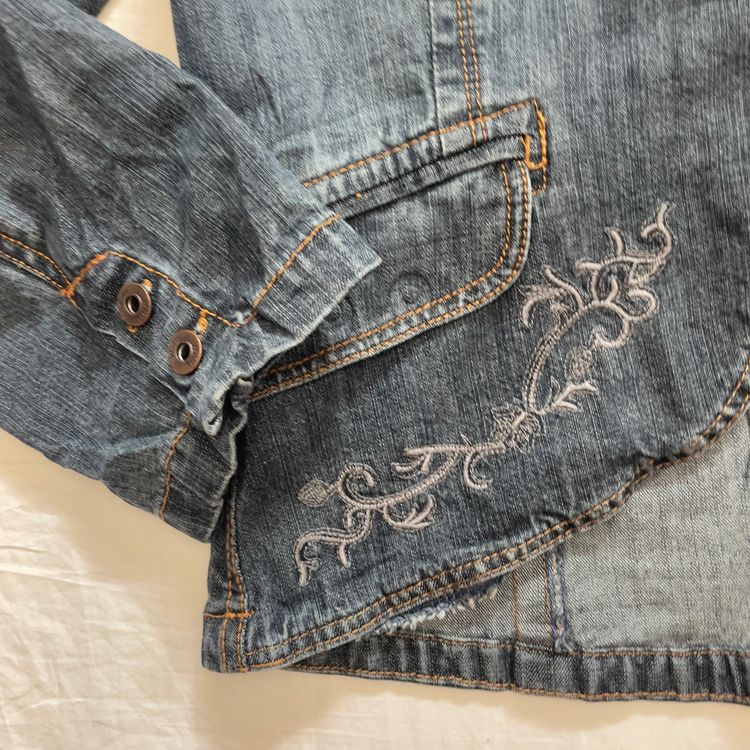 2000s  Dark Denim Embroidered Jacket image 7