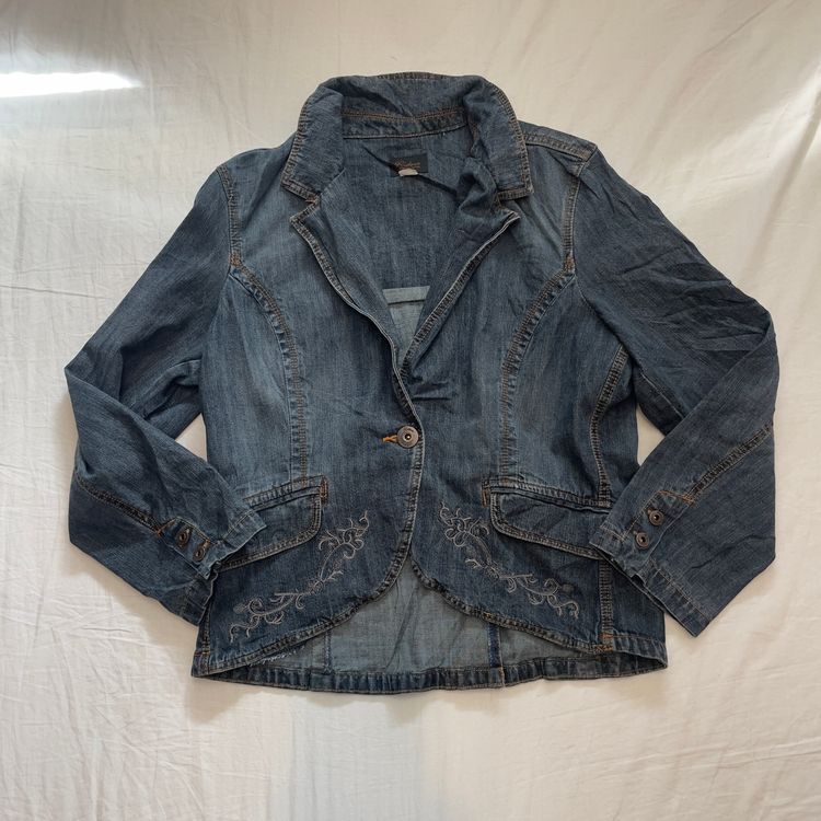 2000s  Dark Denim Embroidered Jacket image 4