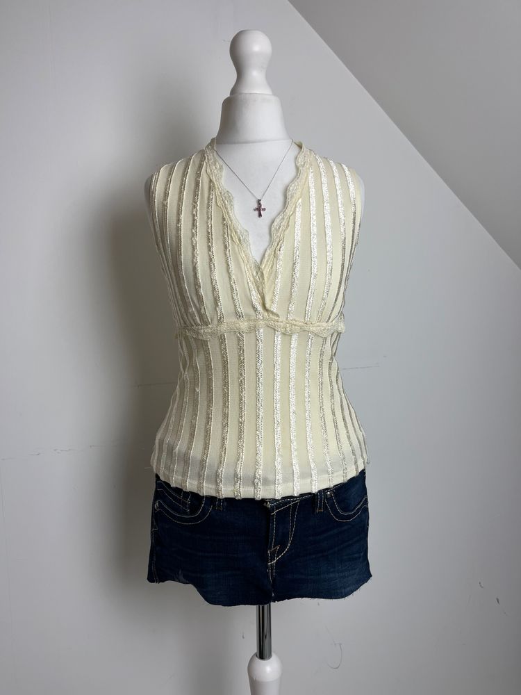 Cream mesh lace top