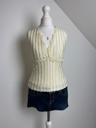 Cream mesh lace top