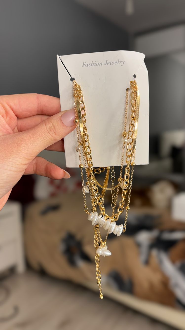 Gold Chain Necklace With White Shell Accents image 1