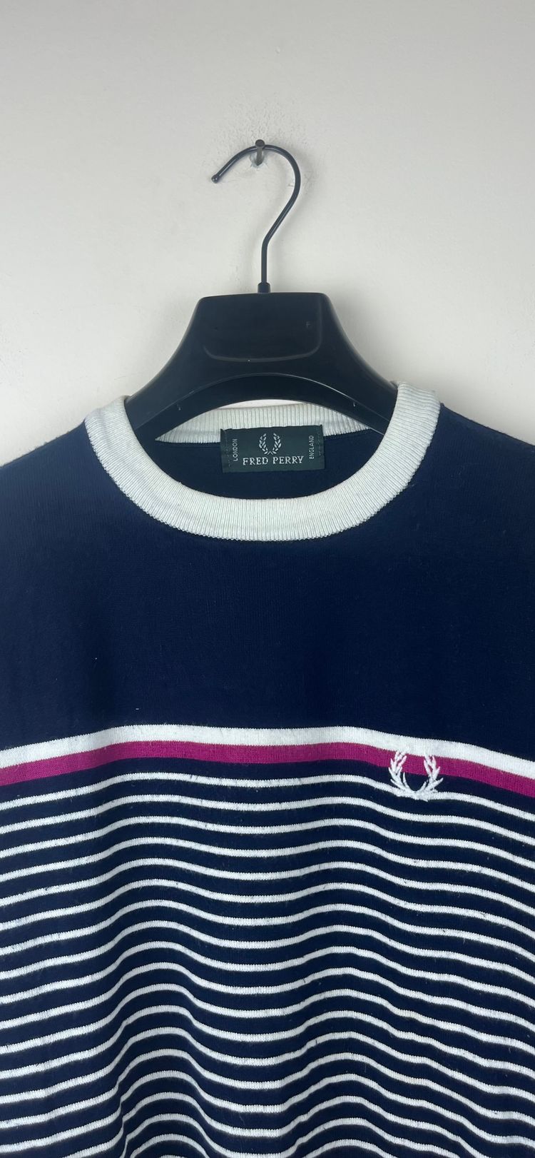 Fred Perry maglione girocollo righe navy bianco bordeaux M image 6