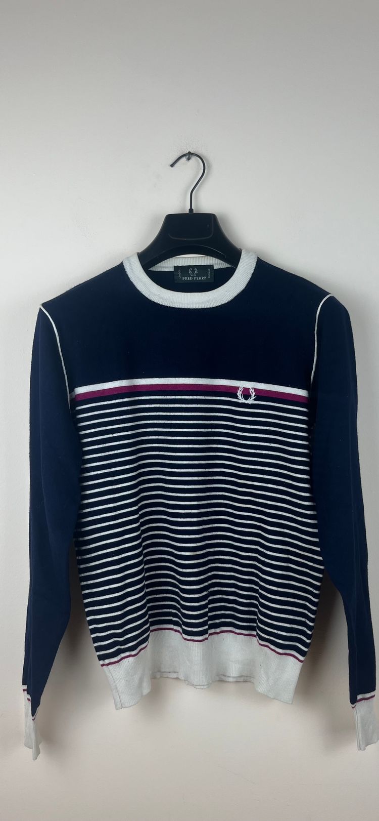 Fred Perry maglione girocollo righe navy bianco bordeaux M image 2