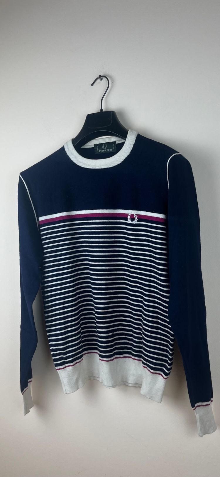 Fred Perry maglione girocollo righe navy bianco bordeaux M image 5