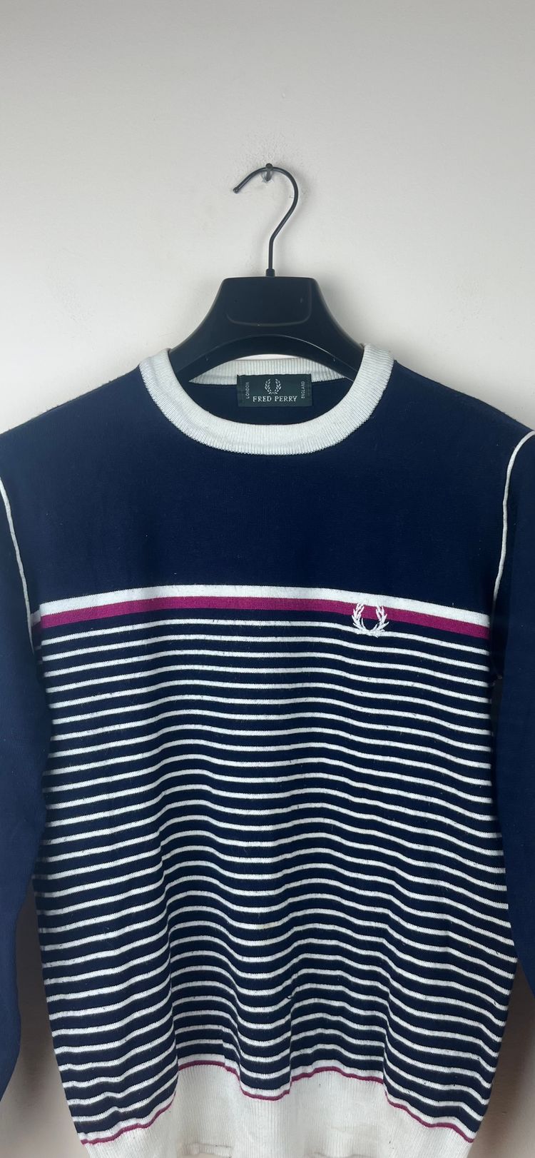 Fred Perry maglione girocollo righe navy bianco bordeaux M image 3