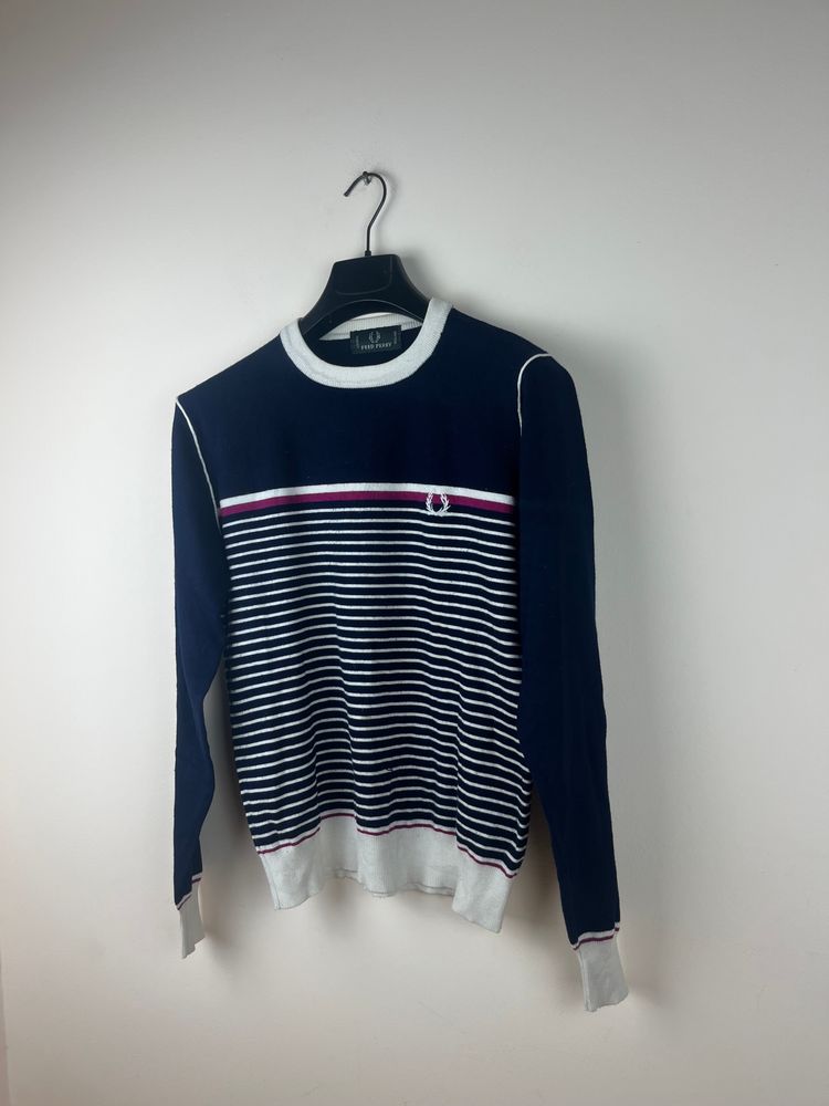 Fred Perry maglione girocollo righe navy bianco bordeaux M image 4