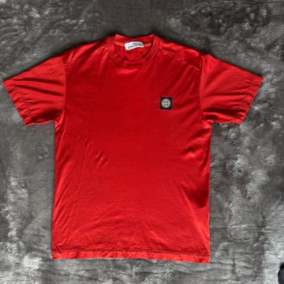 Authentic Stone Island Patch Logo Red T-Shirt - Small