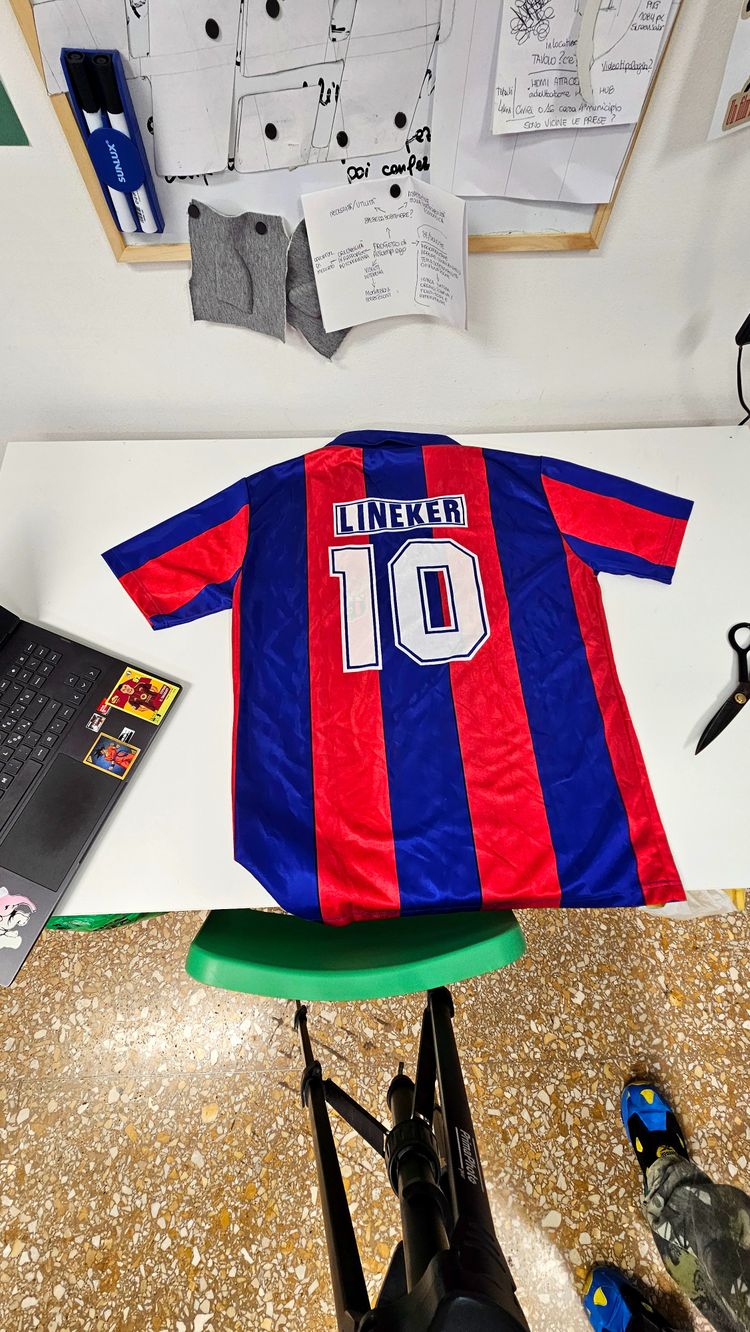 Braca Lineker Red And Blue Striped Football Jersey image 1