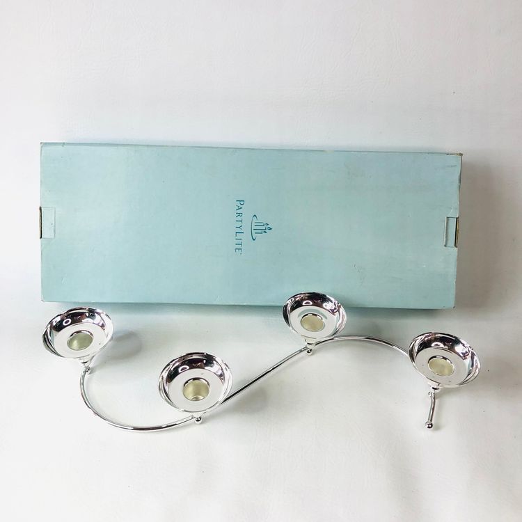 PartyLite P8323 Silver-plated Tealight Candle Holder Snake-shape Table Decor New 16