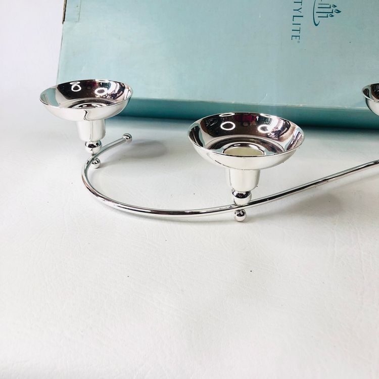 PartyLite P8323 Silver-plated Tealight Candle Holder Snake-shape Table Decor New 10