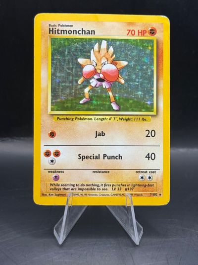 Pokemon Base Set Hitmonchan Holo 7/102 H/P 1