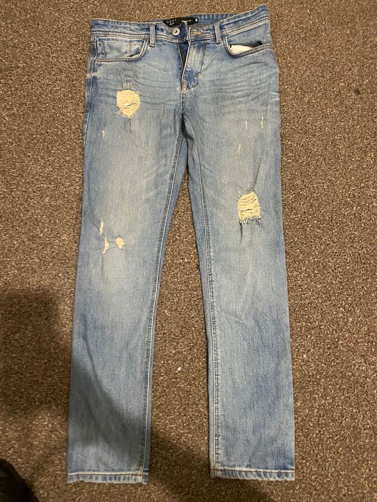 Light Blue Distressed Jeans imagen 1