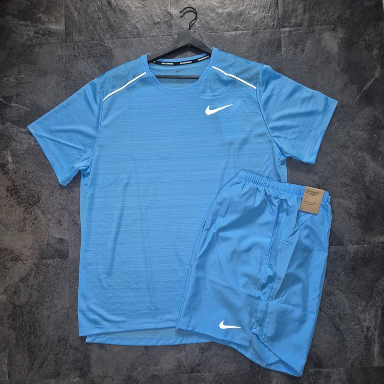 Nike Uni Blue Miler T-Shirt And Shorts Set
