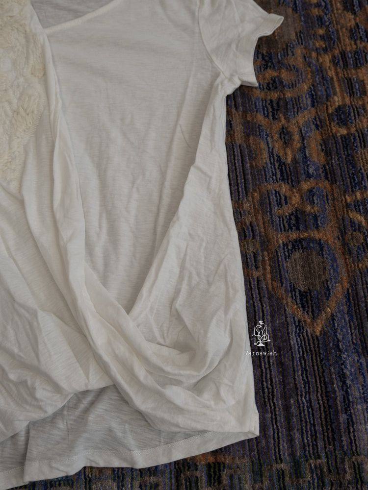 SDEER IVORY ASYMMETRIC DRAPED PANEL TEE 11
