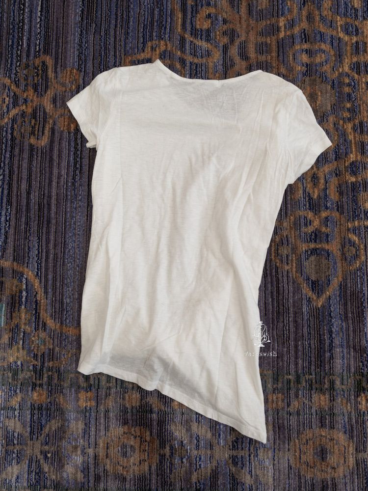 SDEER IVORY ASYMMETRIC DRAPED PANEL TEE 12